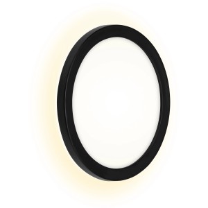 Runde, schwarze Brilo LED-Außenleuchte Frankfurt, Ø 21cm, für Wandmontage. Moderne Außenwandleuchte.