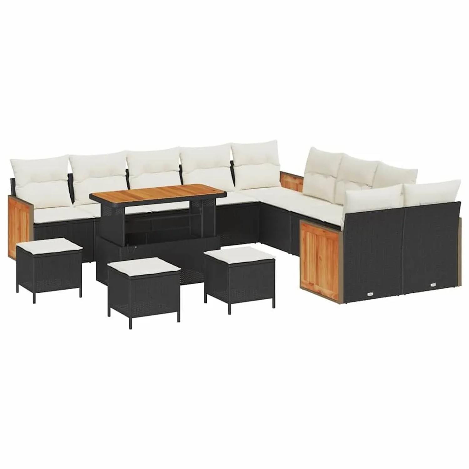 vidaXL Gartensofa-set mit Kissen 18-Tlg Schwarz und Creme Poly-Rattan 33653 günstig online kaufen