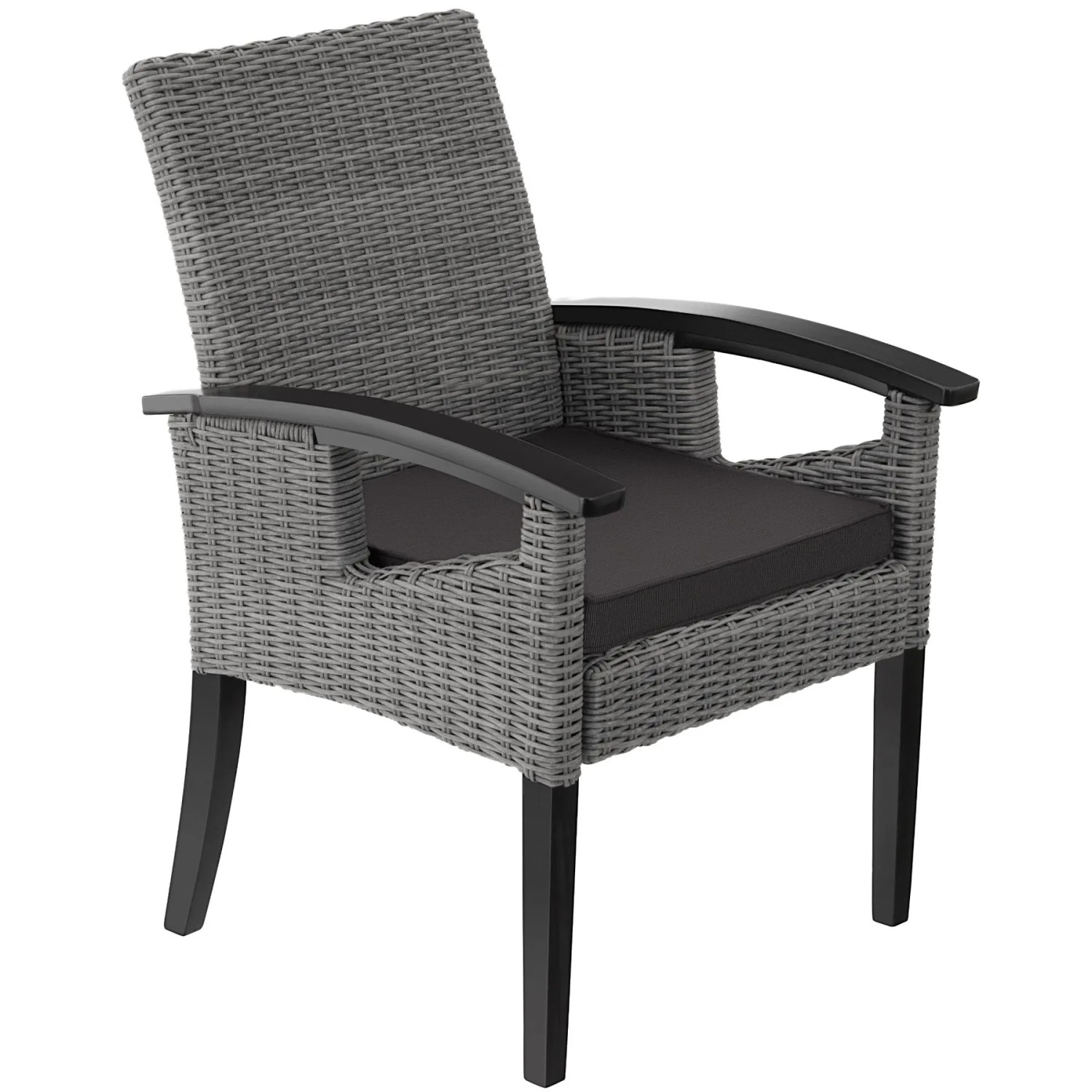 Tectake Rattan Stuhl Rosarno Mit Holzgestell Wetterfest und Uv Beständig  71 50 x 62 50 x 94 cm Grau