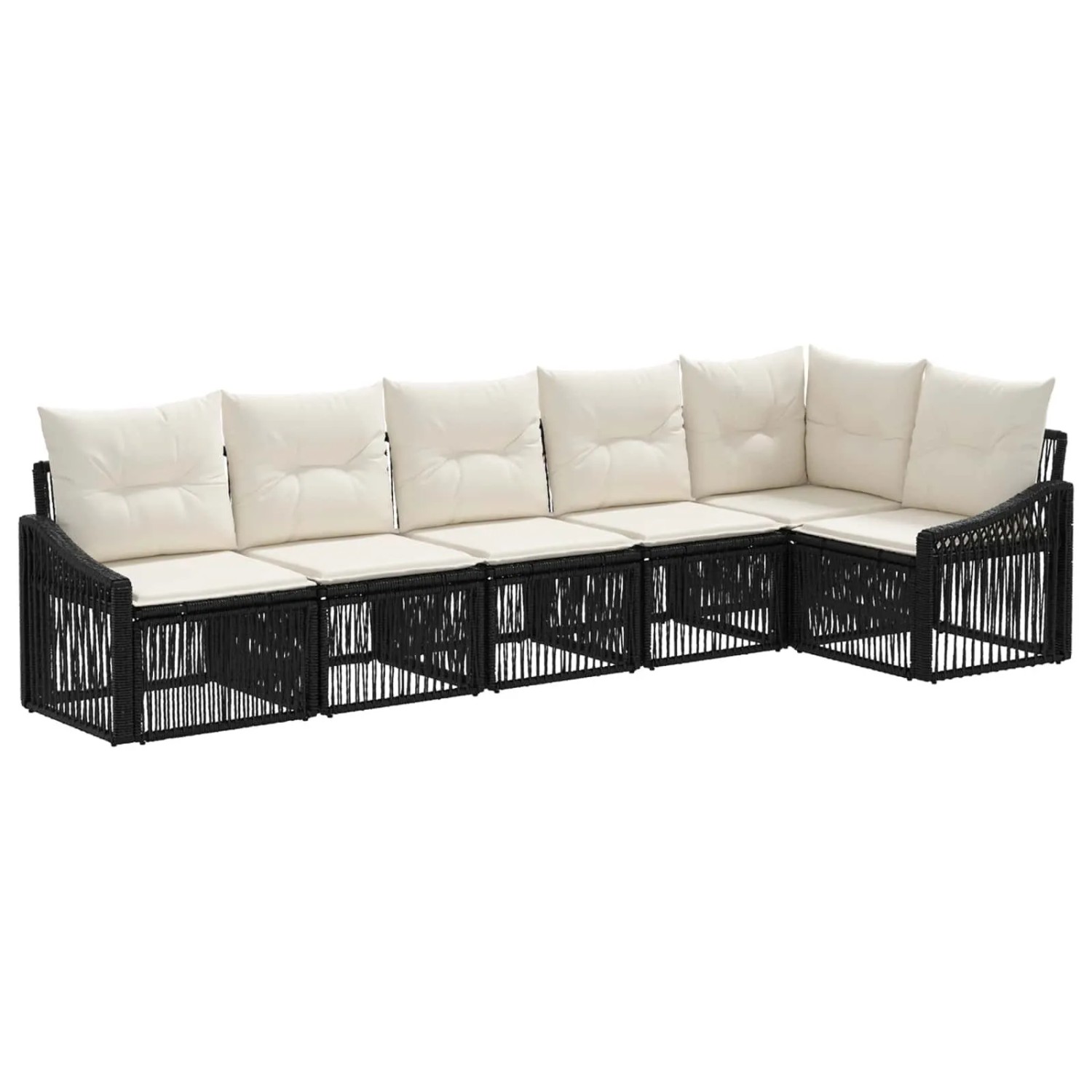 vidaXL Gartensofa-Set 6-Tlg Schwarz Poly-Rattan 3436009