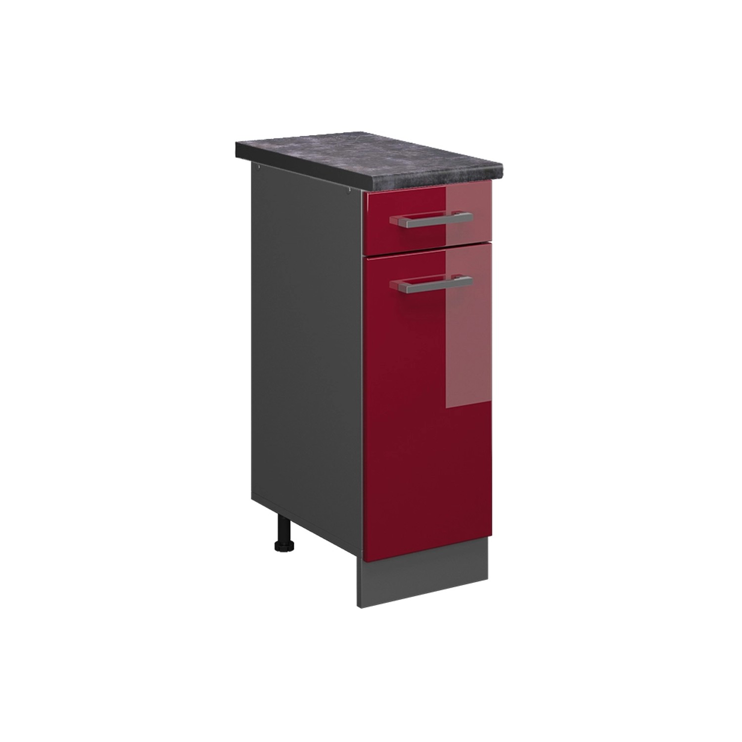 Vicco Küchenunterschrank R-Line Bordeaux Hochglanz/Anthrazit 30 cm AP Anthrazit