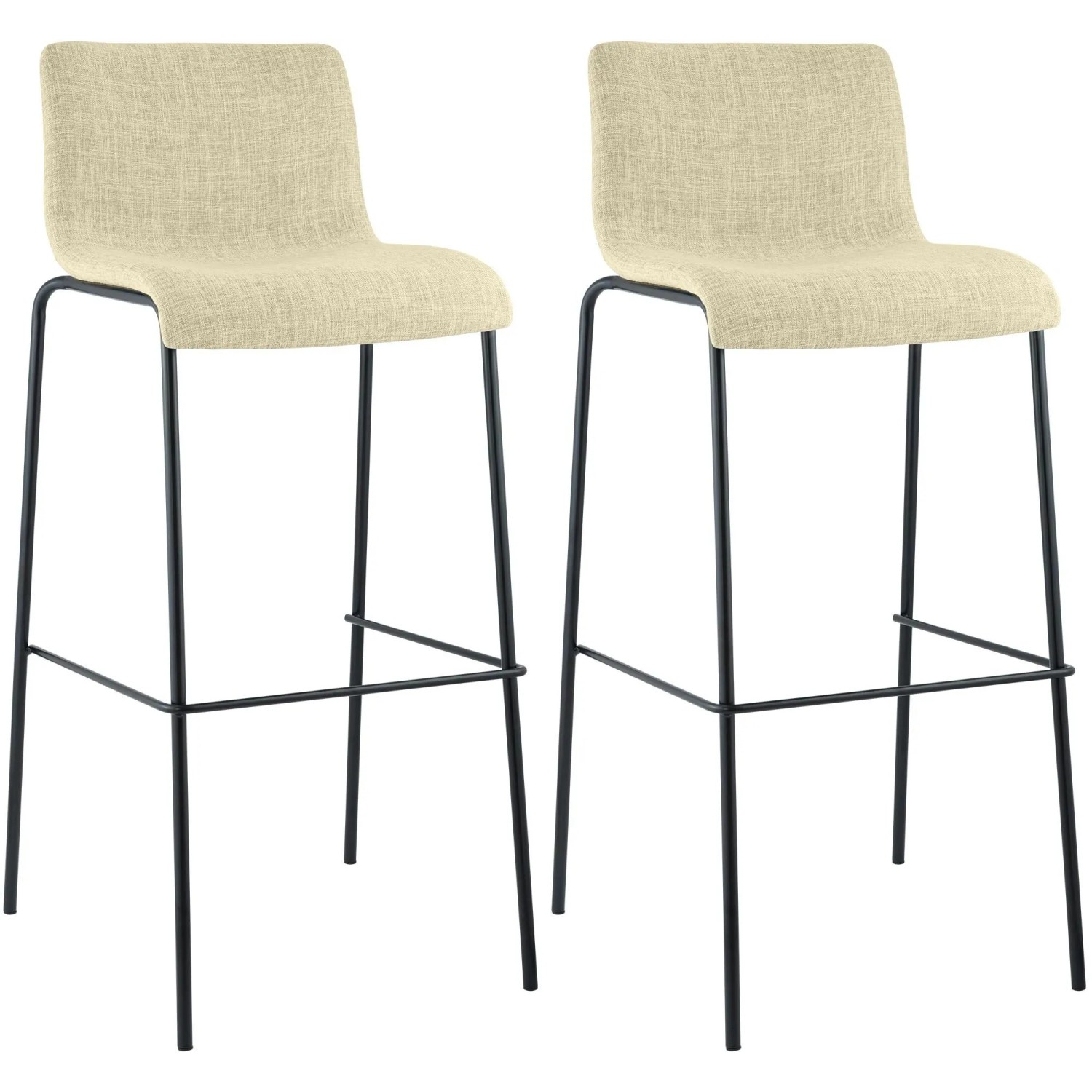 CLP 2er Set Barhocker Hover Stoff Vierfußgestell Creme/Schwarz