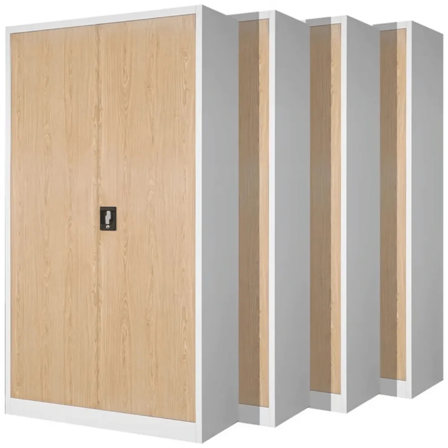 JAN NOWAK Aktenschrank Abschließbar 4er Set JAN 195 x 90 x 40 cm Weiß-Sonoma Eiche