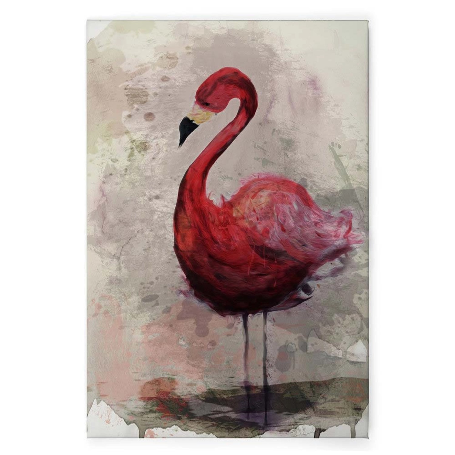 Bricoflor Leinwandbild Flamingo In Aquarell Optik Wandbild Moderne Kunst Pink Grau Leinwand Mit Vogel 80 X 120 Cm Für Wo