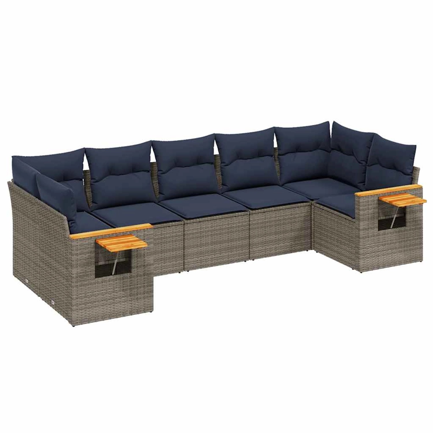 vidaXL 7-Tlg Garten-Sofagarnitur mit Kissen Grau Poly Rattan 3227111 günstig online kaufen