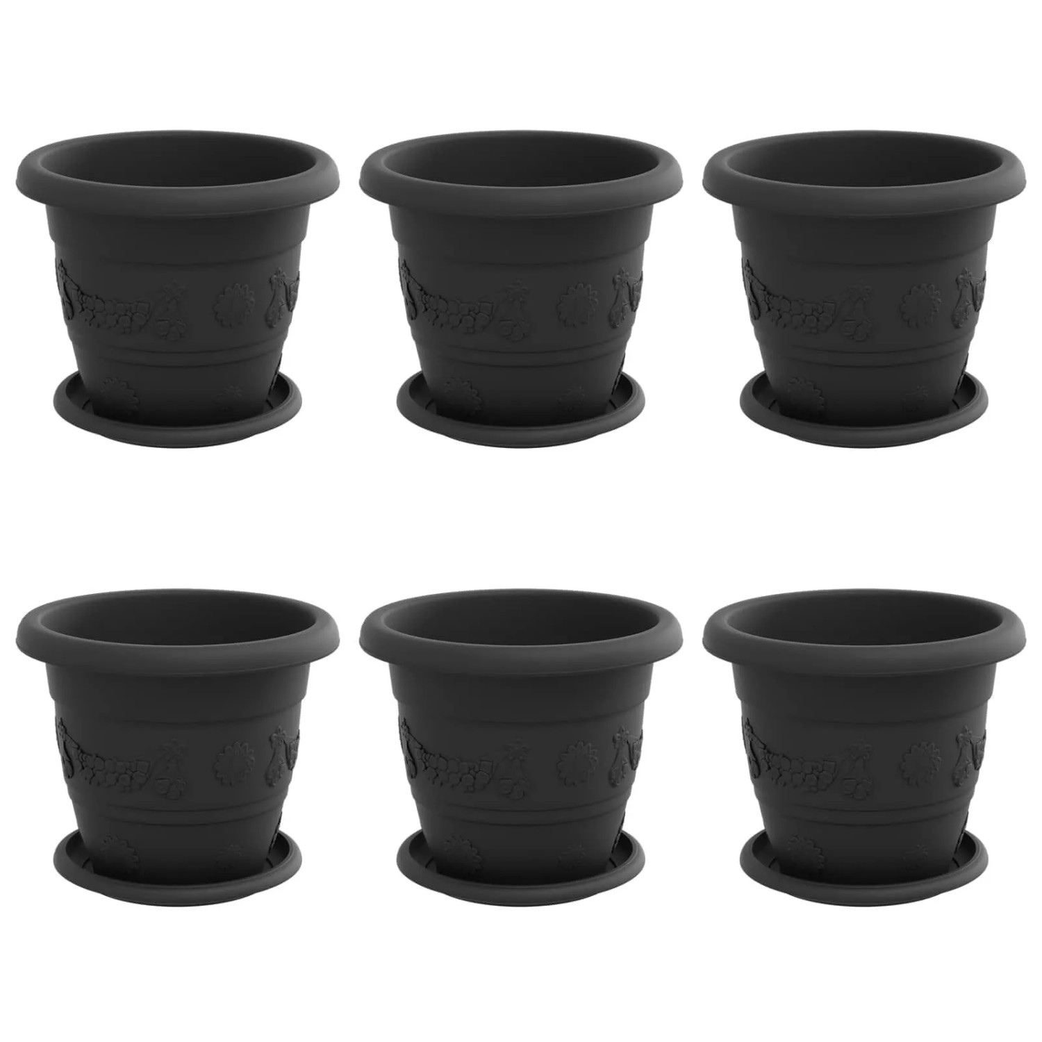 vidaXL Blumentöpfe 6 Stk Schwarz Ø 26 x 21,5 cm Kunststoff 3403275