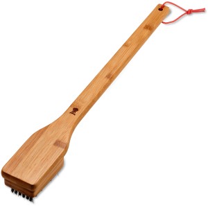 Weber Grillbürste mit Bambusgriff, 46 cm, für Holzkohlegrills. Grillreiniger mit Edelstahlborsten.