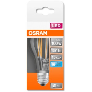 Osram LED-Lampe E27 in Glühlampenform, 11W, 1521lm, neutralweiß, in Verpackung.
