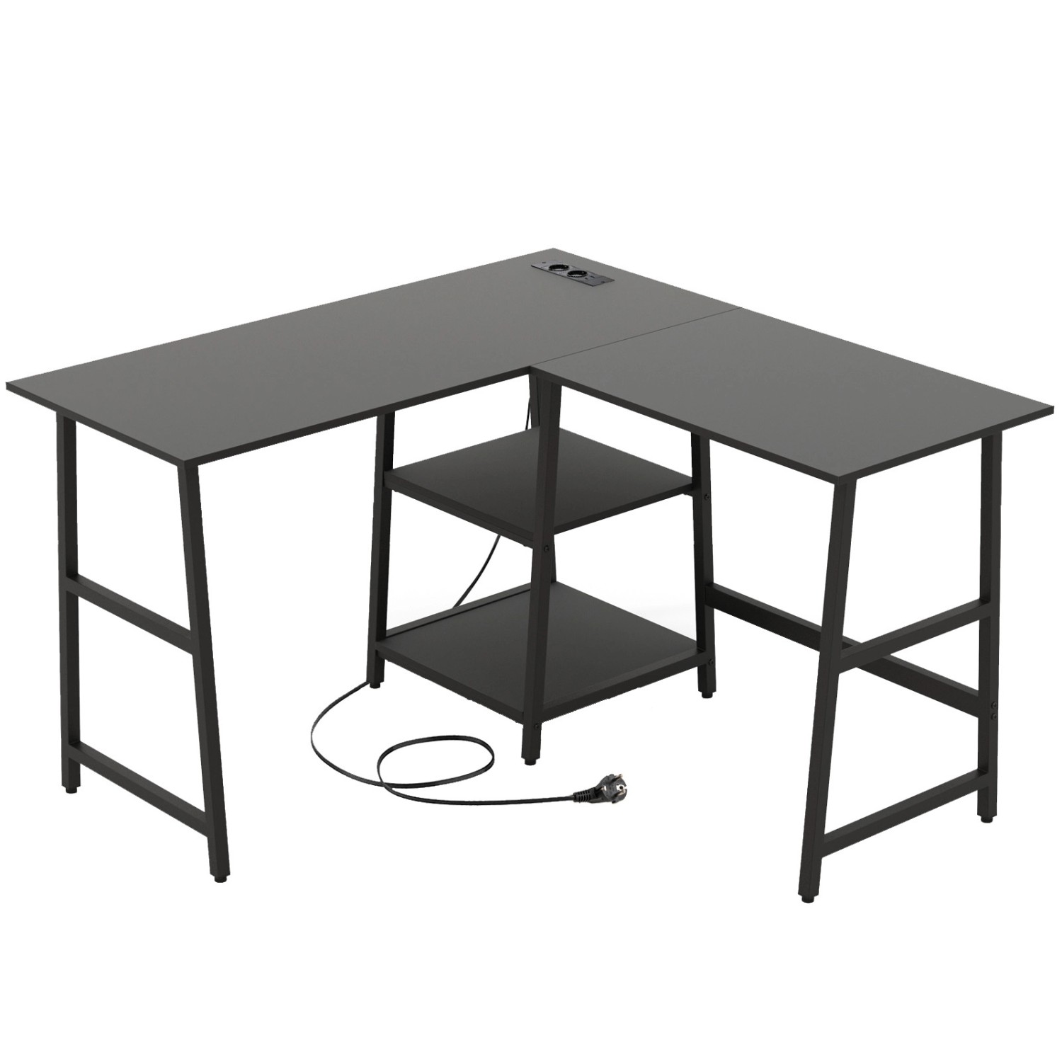 Costway Schreibtisch L-Form 120 x 120 x 75 cm Schwarz günstig online kaufen
