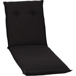 Schwarze Saumauflage für Relaxstuhl Trabzon, Gartenstuhlauflage mit Knopfheftung.