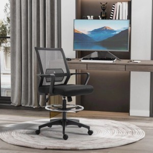Vinsetto Bürostuhl Polyester Kunststoff 64L x 59B x 104-124H cm Schwarz