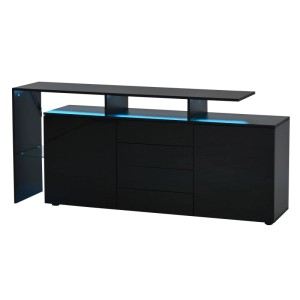 Merax Sideboard Hochglanz mit LED Mehrzweckschrank Schwarz