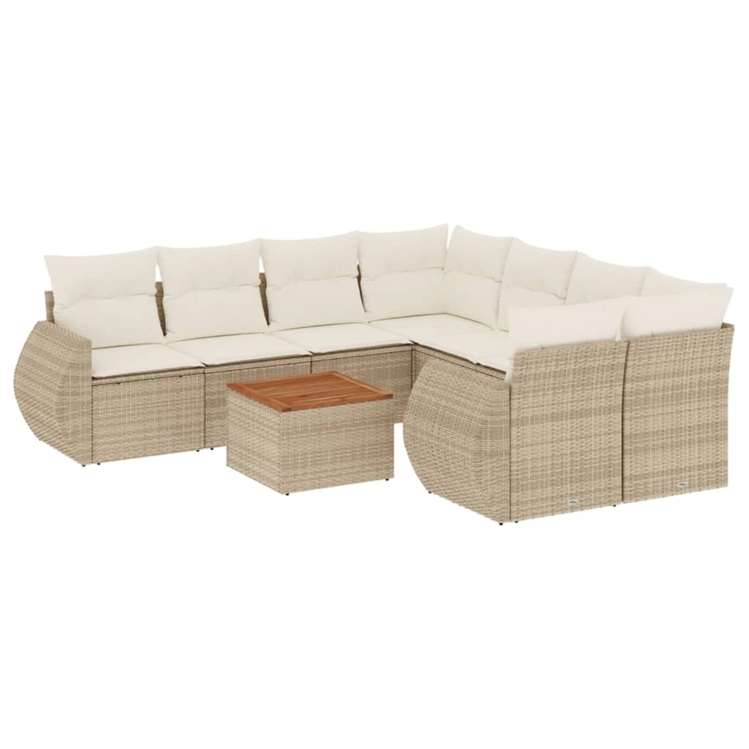 vidaXL 9-Tlg Garten-Sofagarnitur mit Kissen Beige Poly Rattan 3224931 günstig online kaufen
