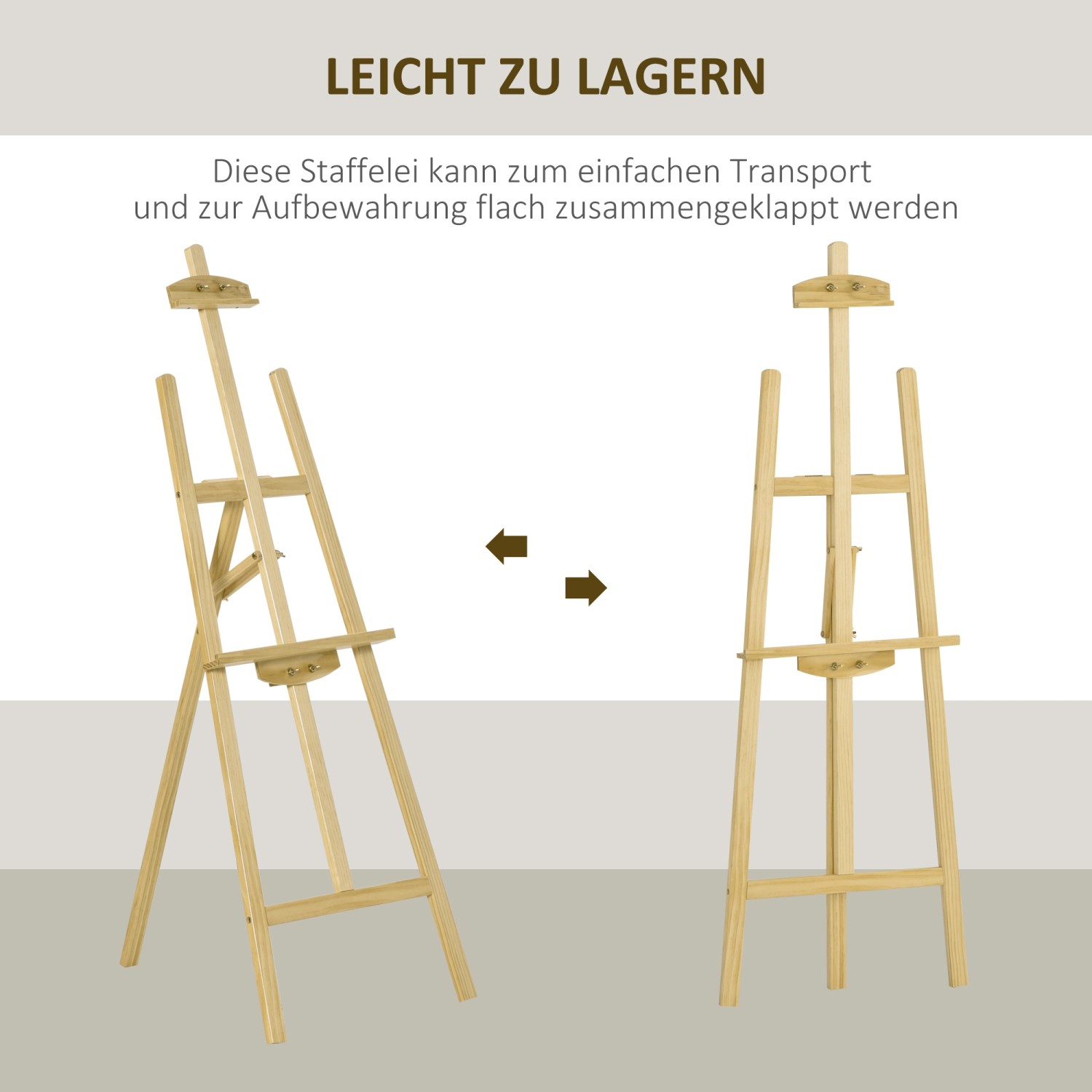 Klappbare Holz Staffelei von HOMCOM, 75° verstellbar, für Leinwände und Malerei.