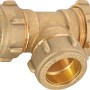 Klemmring-T-Stück Ø 22 mm aus Messing für Sanitär- und Heizungsbereich.