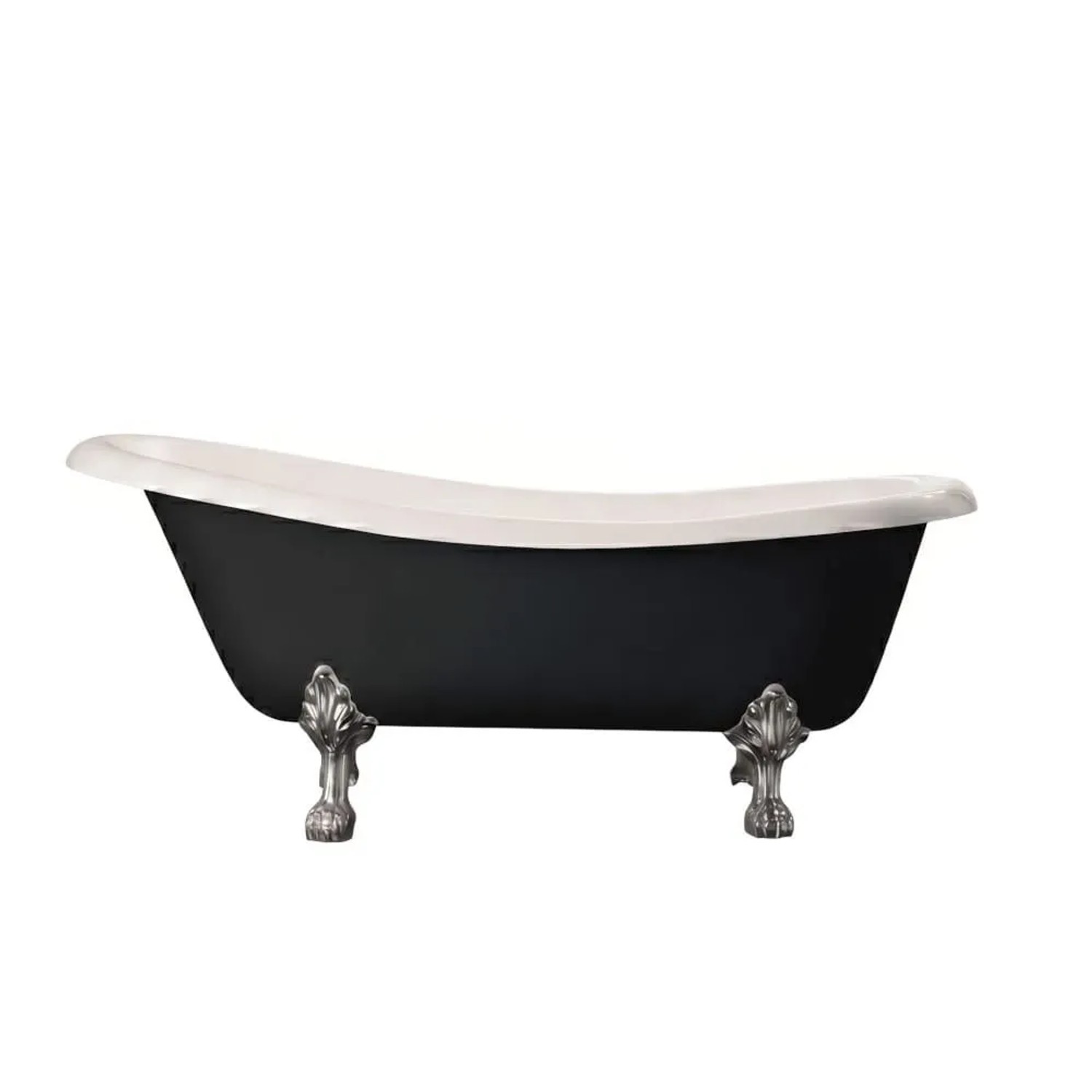 Rogier & Mothes Freistehende Gusseisen Badewanne Livingston Schwarz Füße Chrom 170cm x 79cm