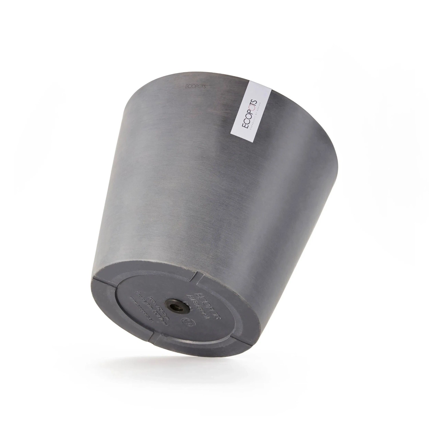 Grauer Ecopots Pflanztopf Amsterdam, Ø 40 cm, für Innen- und Außenbereich.