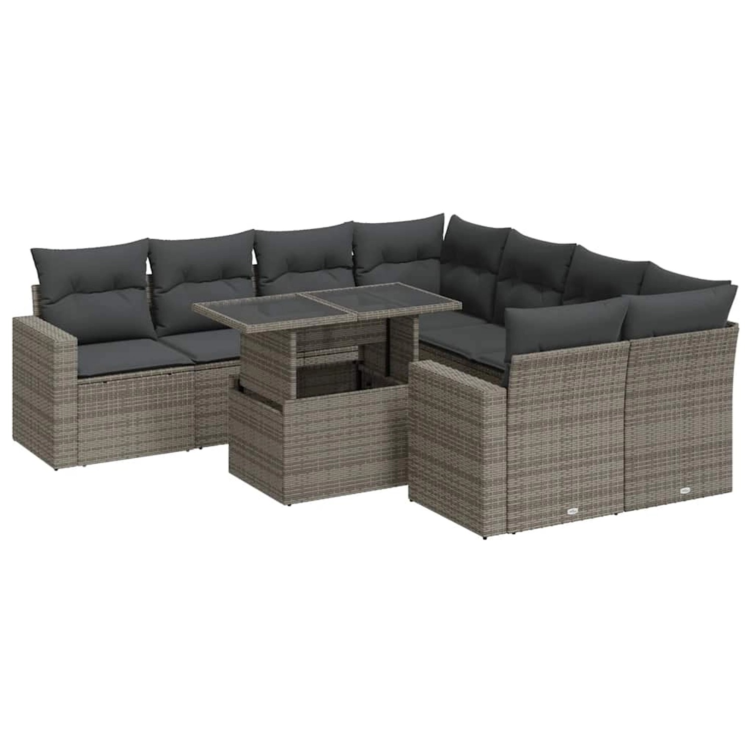 vidaXL 9-Tlg Garten-Sofagarnitur mit Kissen Grau Poly Rattan 3326291 günstig online kaufen