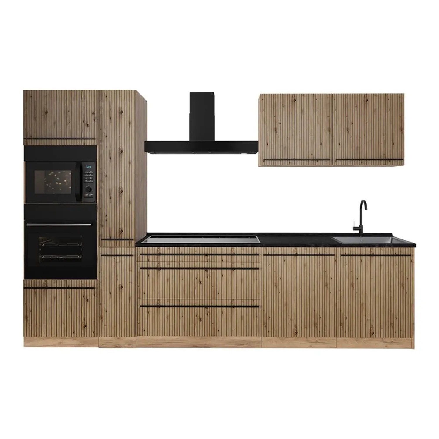 Vicco Küchenzeile R-Line Artisan-Eiche/Goldkraft Eiche 310 x 207 Arbeitsplatte Anthrazit Art Nr 67205
