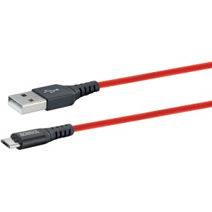 Rotes Micro USB Sync & Ladekabel, 1,2 m, mit USB- und Micro-USB-Anschlüssen für Handy-Zubehör.