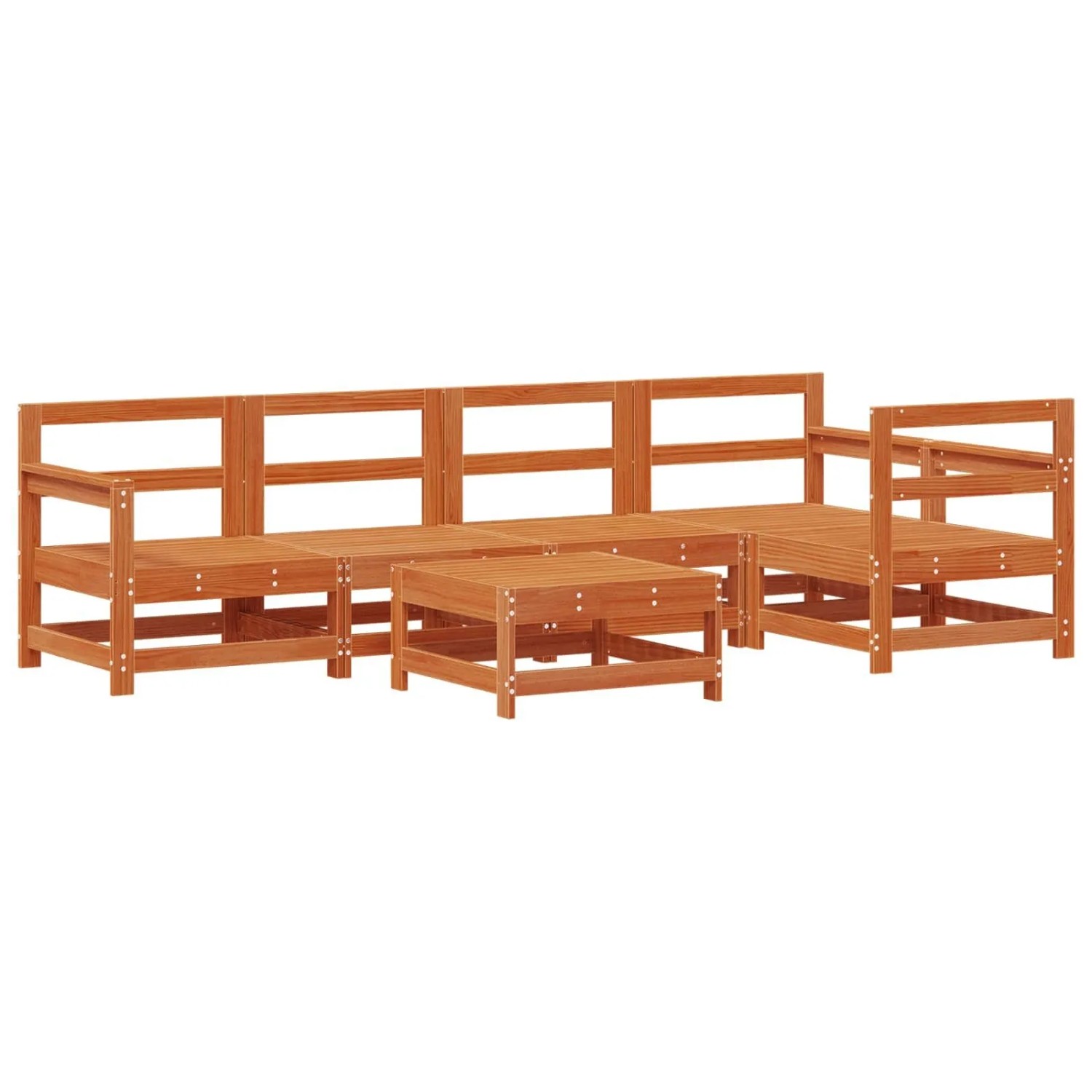 vidaXL Garten-Lounge-Set 6-Tlg Wachsbraun Massives Kiefernholz 3418100