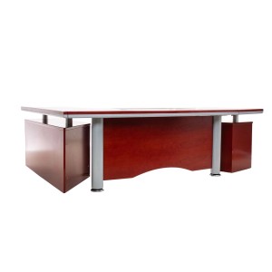 Jet-Line Chef Schreibtisch Berlin mit Sideboards, Kirschbaum Furnier, rot-braun.