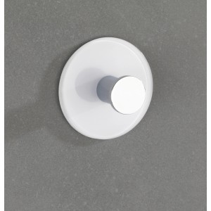 Weißer Wenko Wandhaken Tamo aus Zinkdruckguss, selbstklebend für Bad und Küche.