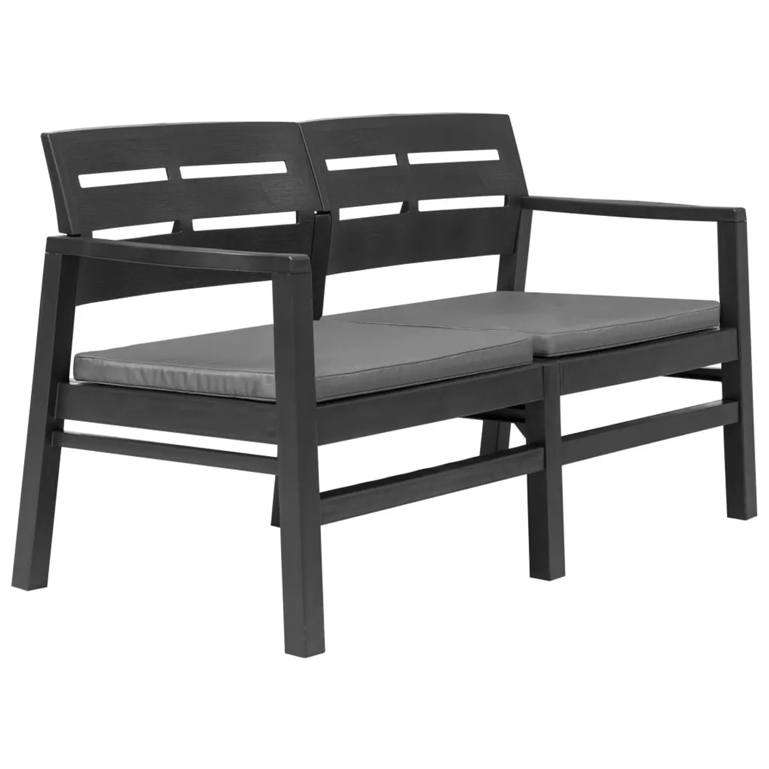 vidaXL 2-Sitzer-Gartenbank mit Kissen Anthrazit 133 cm Kunststoff 45623