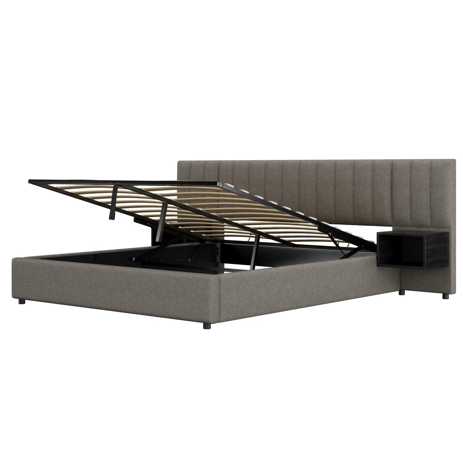 okwish Polsterbett 180x200cm mit Nachttischen Schlafzimmer Grau Schwarz ohne Matratze