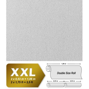 Weiße, überstreichbare Vliestapete mit feiner Struktur, Rolle 1,06x25m, geeignet für alle Wohnräume.
