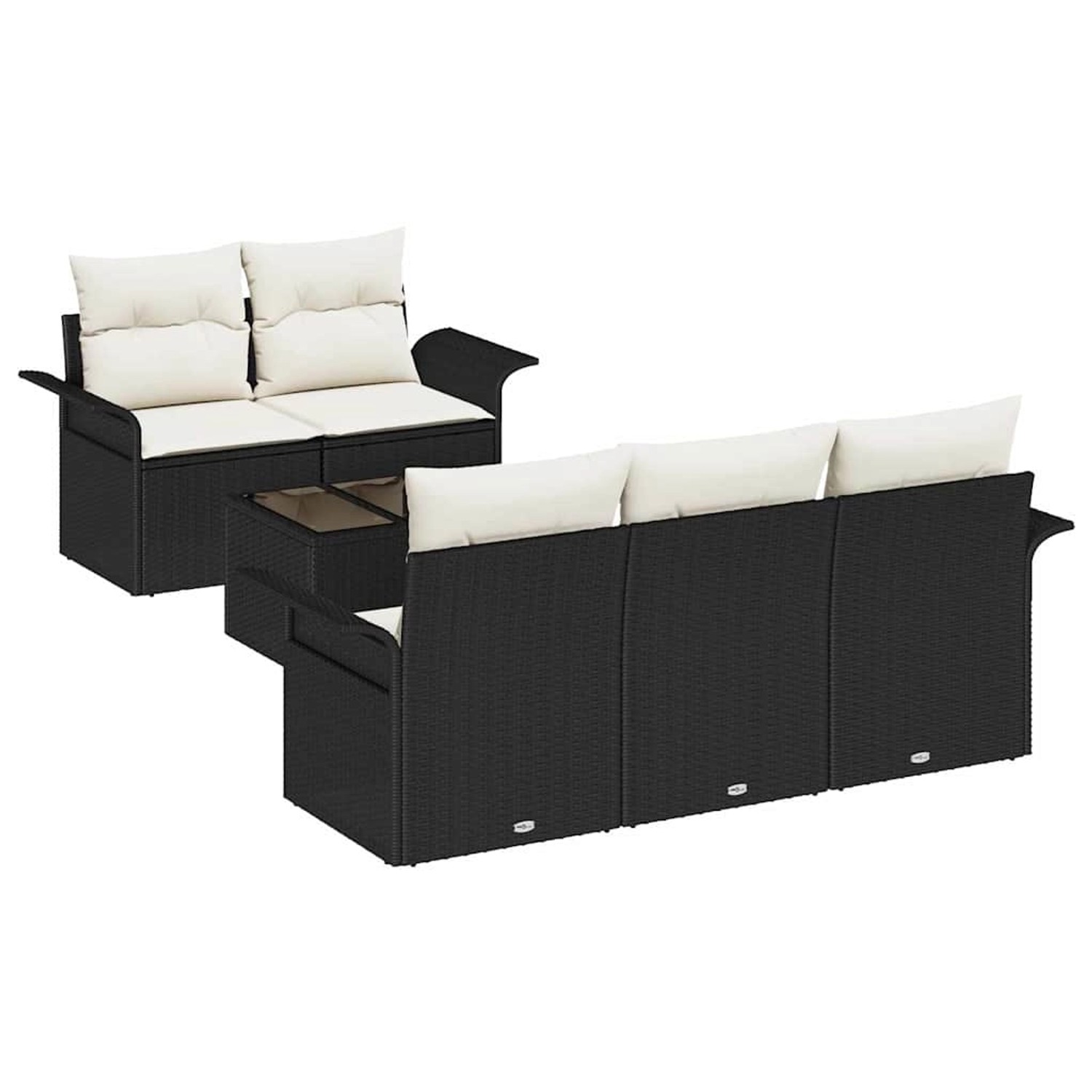 vidaXL 6-Teiliges Garten Sofa Set mit Kissen Schwarz Poly Rattan 3345237 günstig online kaufen