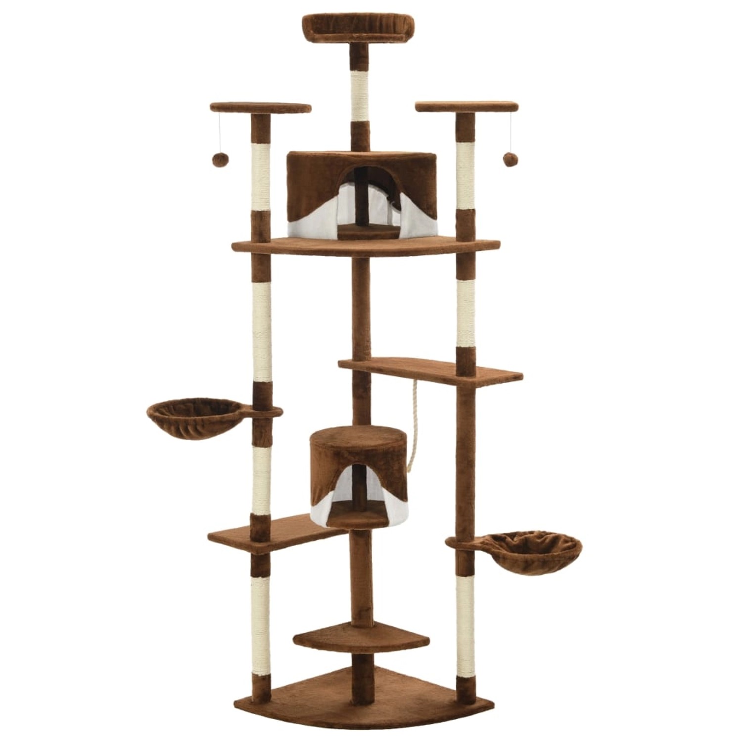 vidaXL Katzen-Kratzbaum mit Sisal-KratzSäulen 203 cm Braun und Weiß