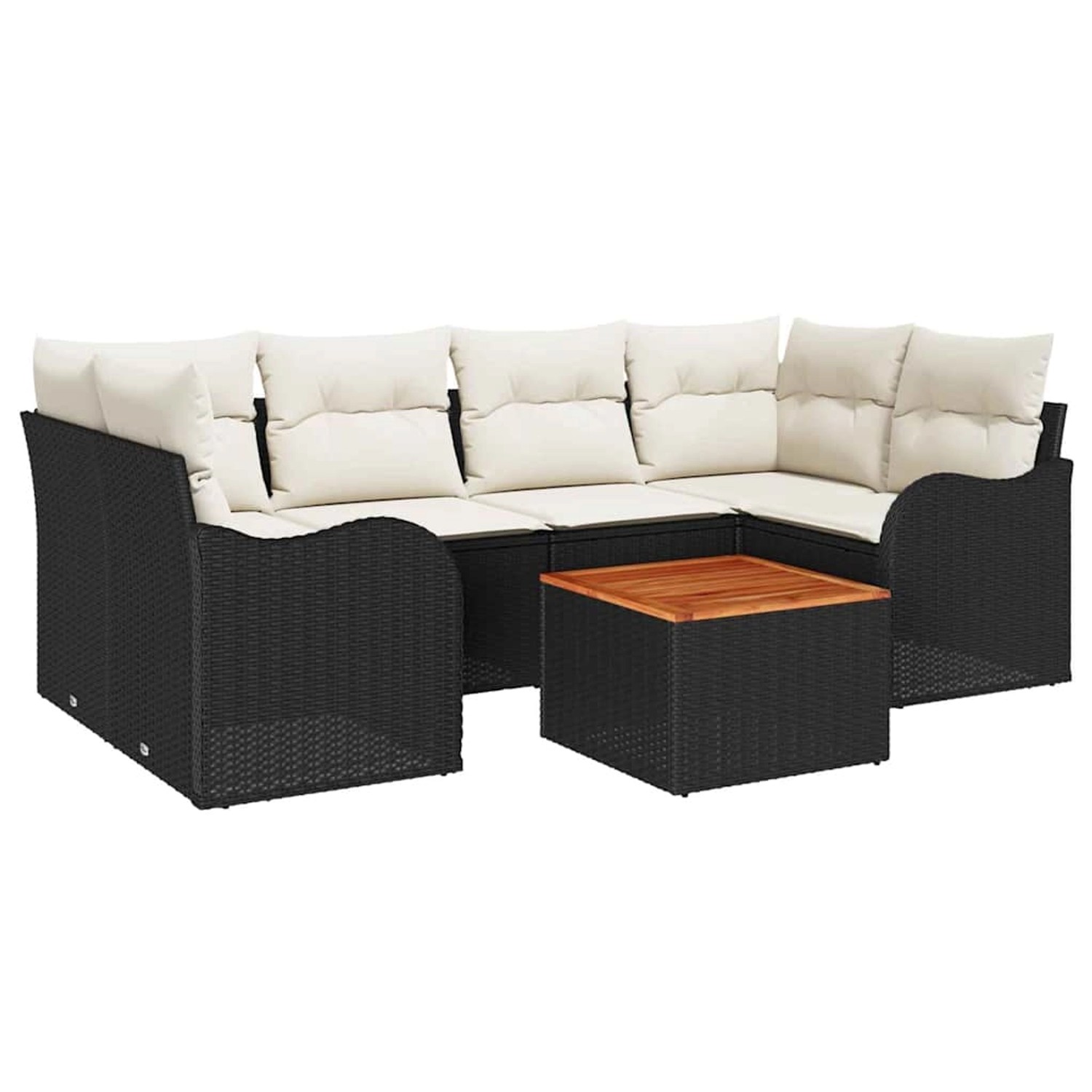vidaXL Garten-Sofa-Set 7-Tlg Schwarz Poly Rattan 3347404 günstig online kaufen