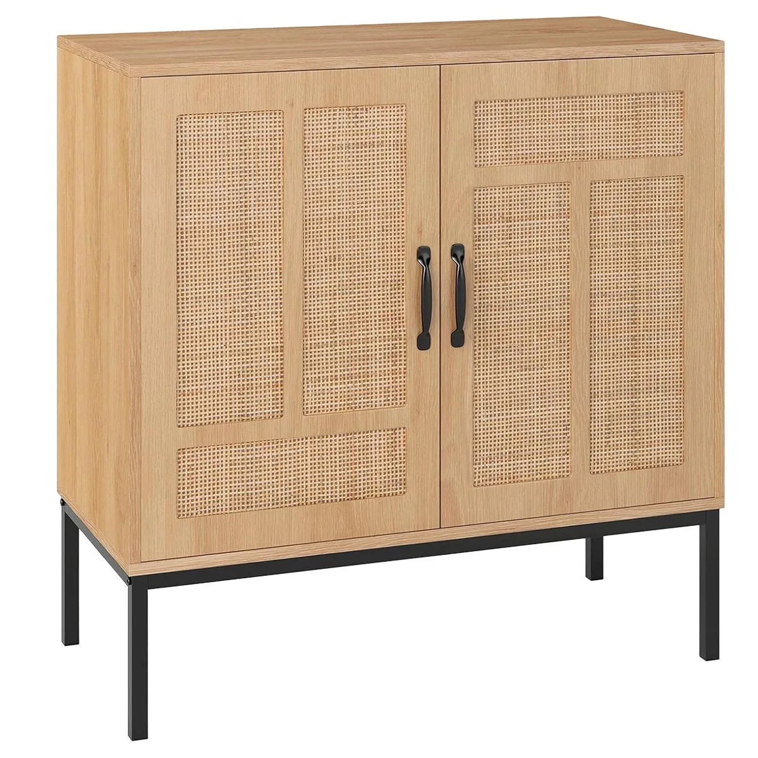 Costway Küchenschrank Aus Holz mit 3-Fach Verstellbarem Regal Eiche