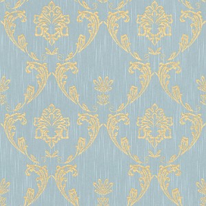 Bricoflor Vliestapete mit Ornamenten in Hellblau und Gold, Textiltapete mit Glitzer-Effekt.