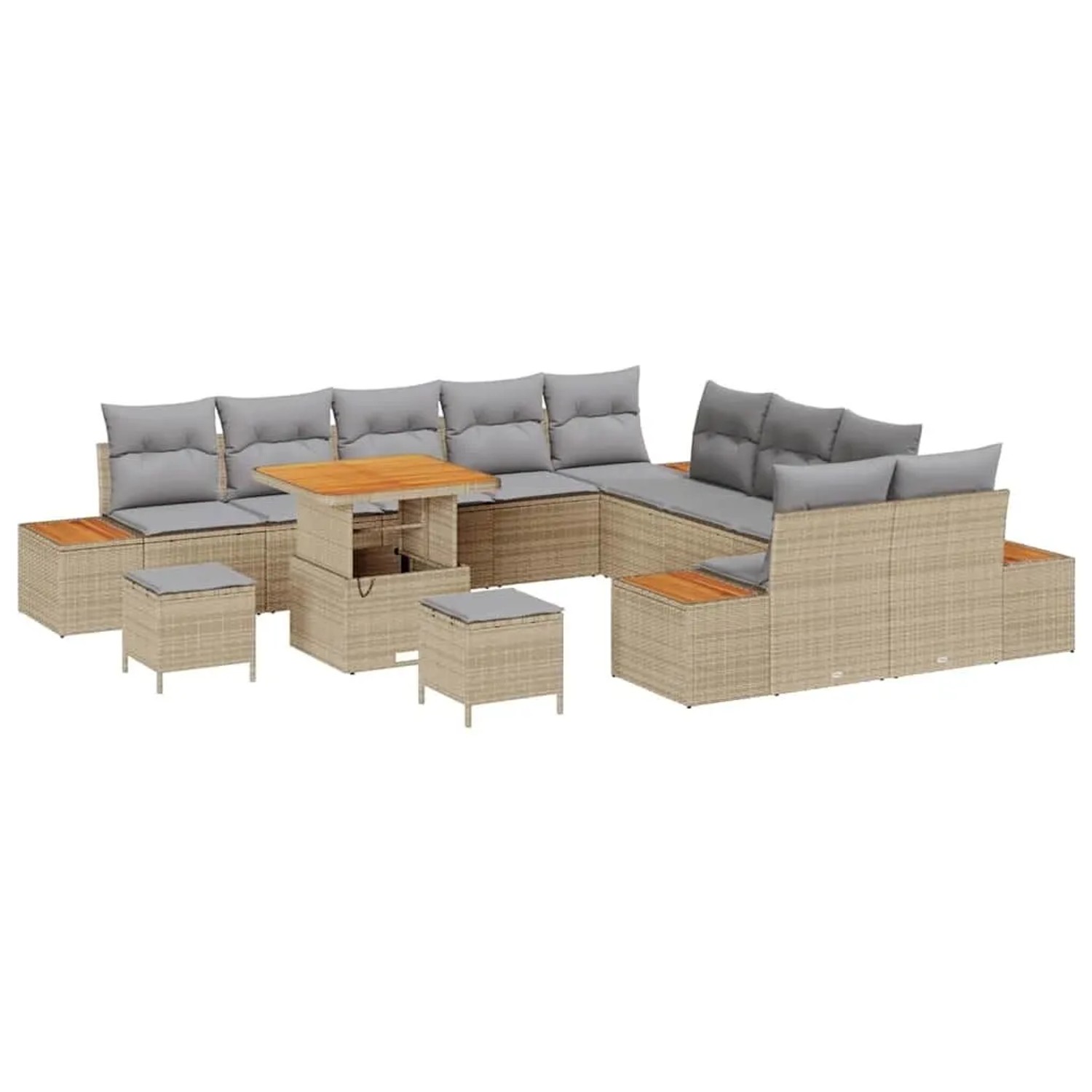 vidaXL Gartensofa-set mit Kissen mit Speicher 13-Tlg Beige Poly-Rattan 3364 günstig online kaufen