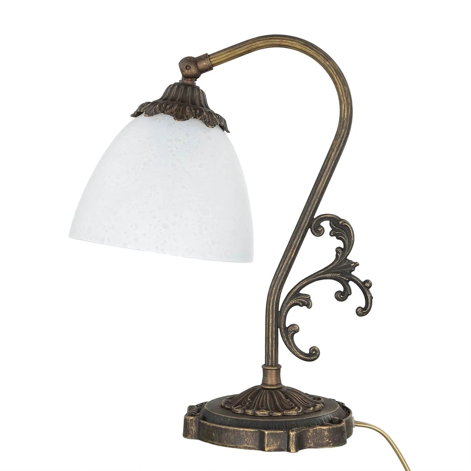 Licht-Erlebnisse Tischlampe Messing Glas 30 cm Schwenkbar E14 In Bronze Ant günstig online kaufen