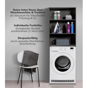 mokebo Waschmaschinenschrank "Der Saubermann" in Anthrazit über Waschmaschine. Badregal mit Stauraum.