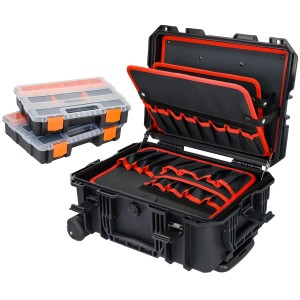 HMF 15604-02 Outdoor Werkzeugtrolley Werkzeugkoffer Leer Rollen 46 x 36 x 22 cm