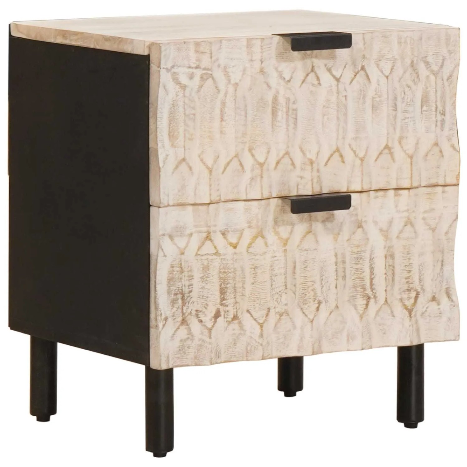 vidaXL Nachttisch Weiß 40 x 33,5 x 46 cm Massivholz Mango 4017862