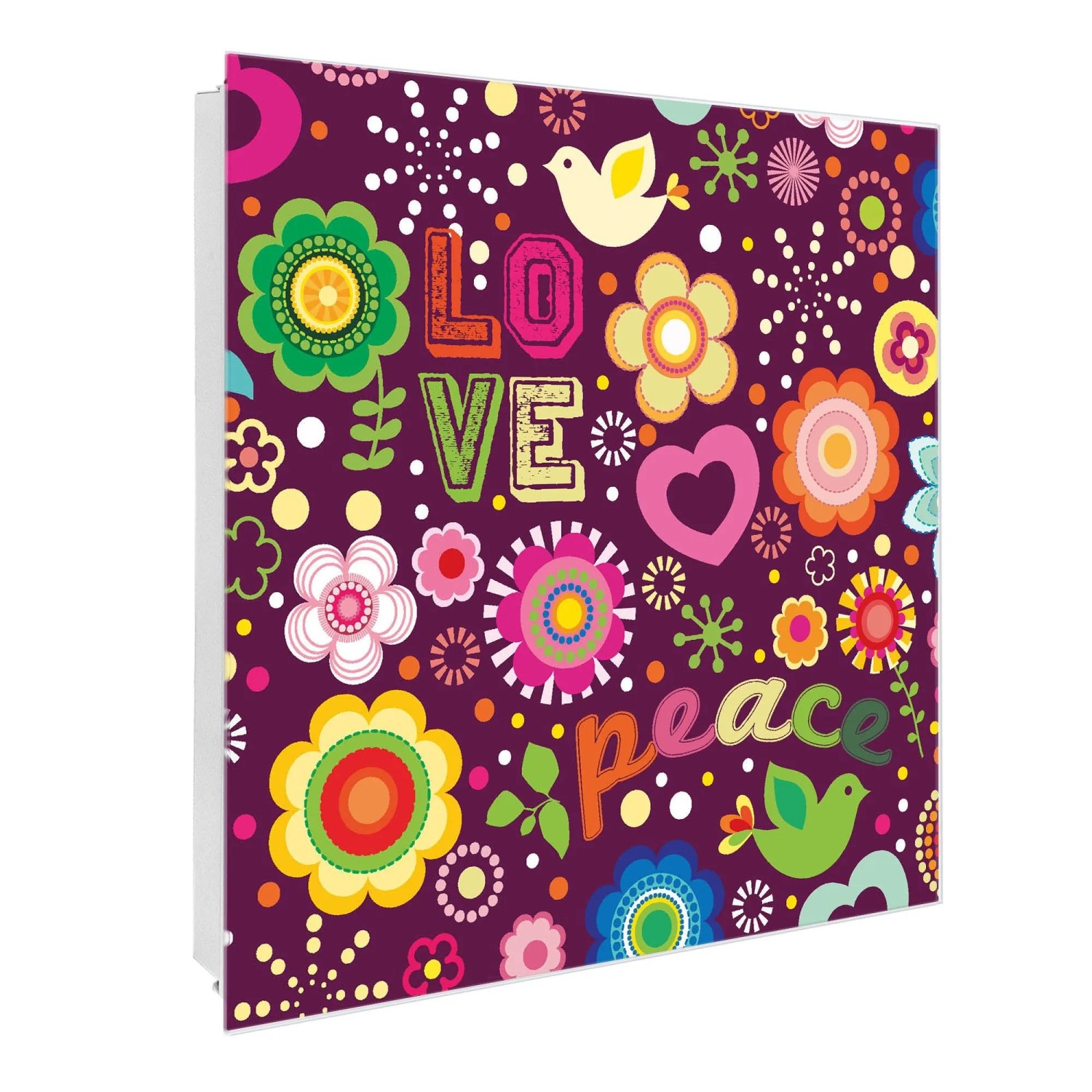 Banjado Großer Schlüsselkasten Glas 30x30cm Weiß Scharnier Rechts 50 Haken günstig online kaufen