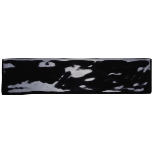Glänzende, schwarze Wandfliese Loft, 7,5x30 cm, für ein elegantes Wanddesign.