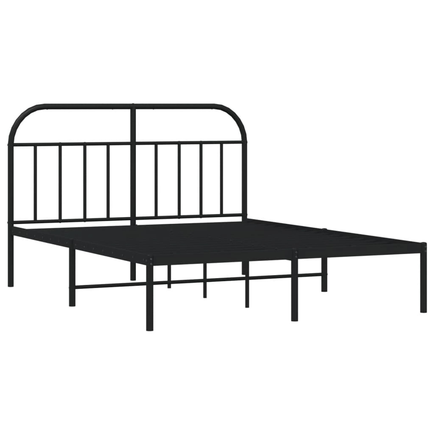 Schwarzes Metall Bettgestell 140x190 cm mit Kopfteil für Schlafzimmer.