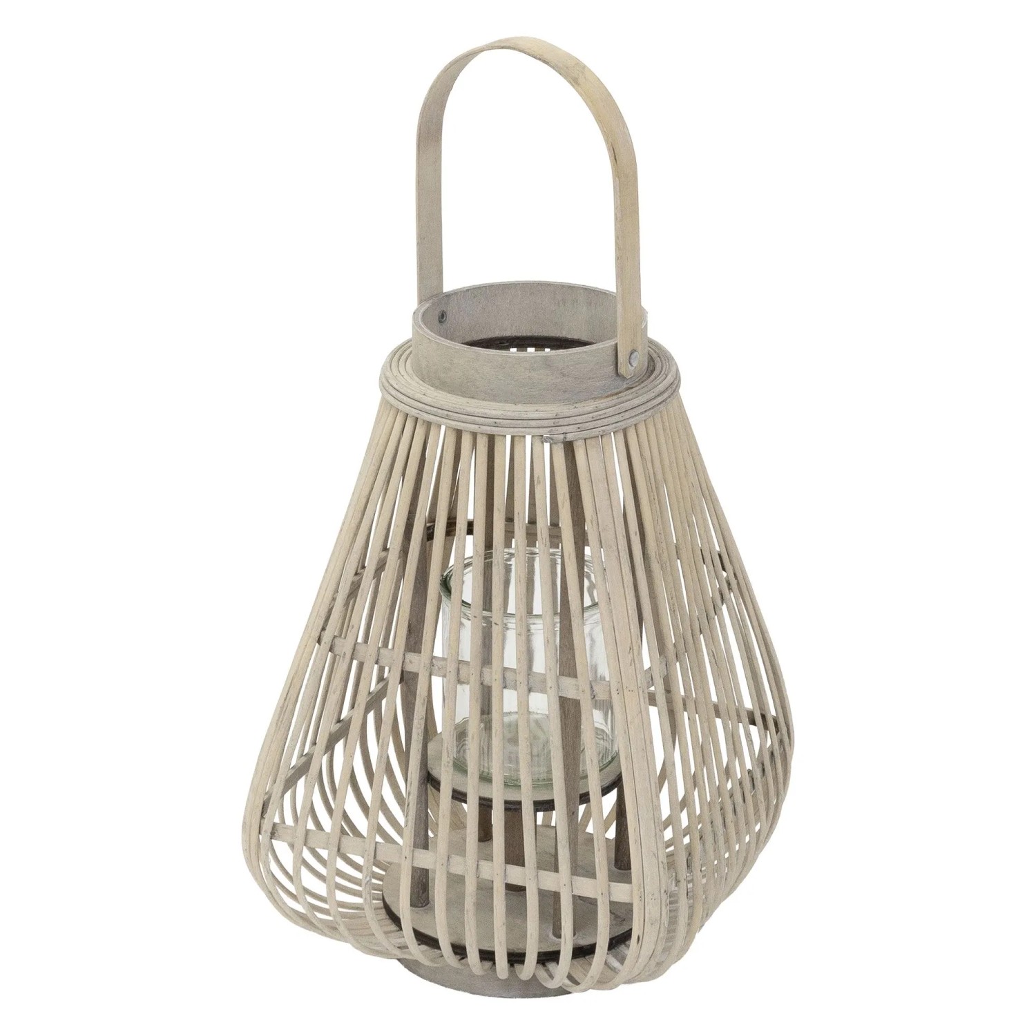 ECD Germany Bambus Laterne H 50 cm Holzfarbe Boho Stil
