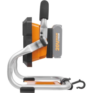 Worx Akku-Lampe 20V WX026.9, LED-Baustrahler mit Akku und Haken.
