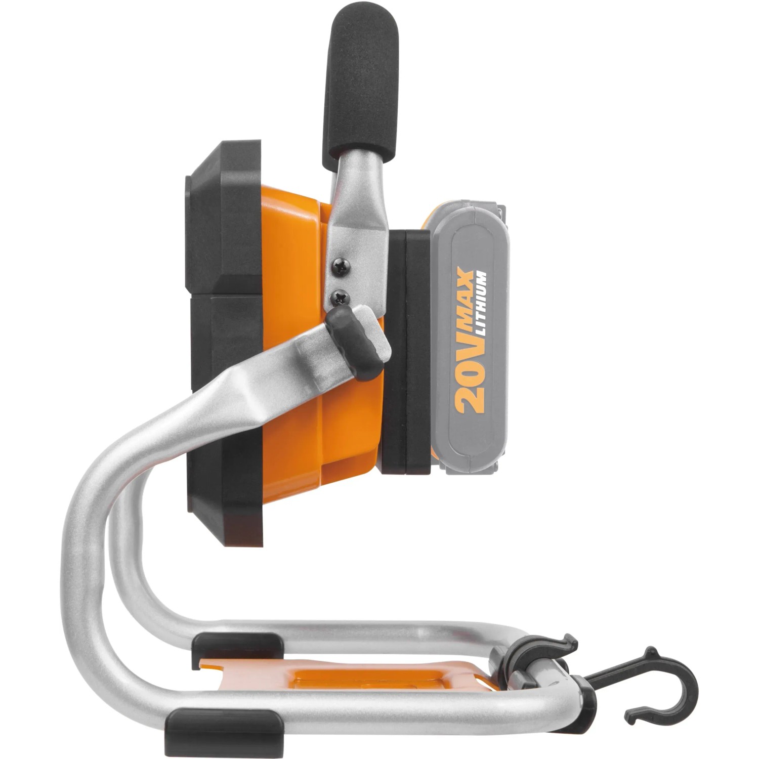 Worx Akku-Lampe 20V WX026.9, LED-Baustrahler mit Akku und Haken.