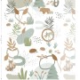 ESTAhome Fototapete Waldtiere in Grau-Grün und Beige, 200x279cm. Wald, Bär, Fuchs, Reh, Igel, Pflanzen