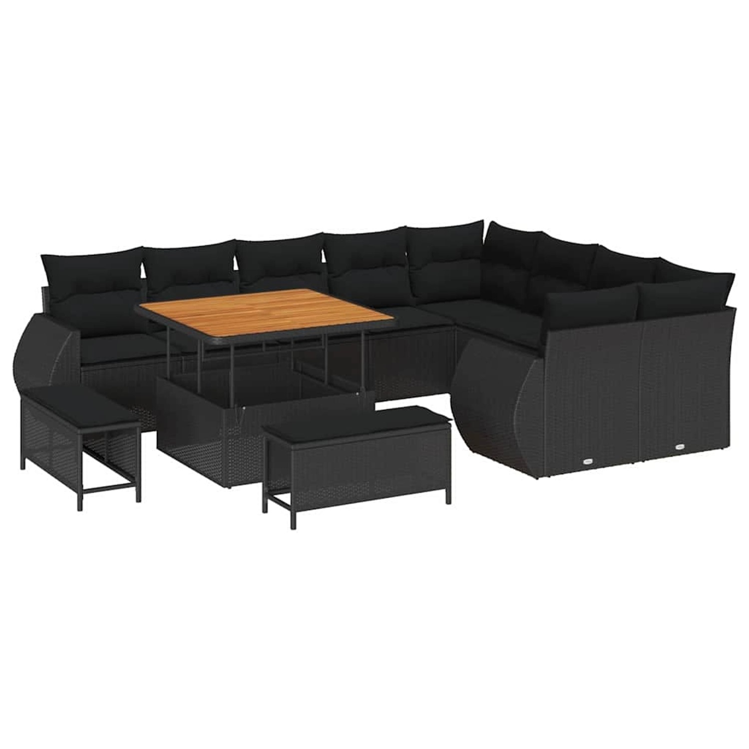 vidaXL Garten-Sofa-Set 12-Tlg Schwarz Poly Rattan 3361904 günstig online kaufen