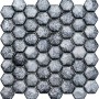Mosaikmatte Ebru Hexagon Glas Grau, 29x29 cm, für Wandgestaltung. Hexagon-Optik.