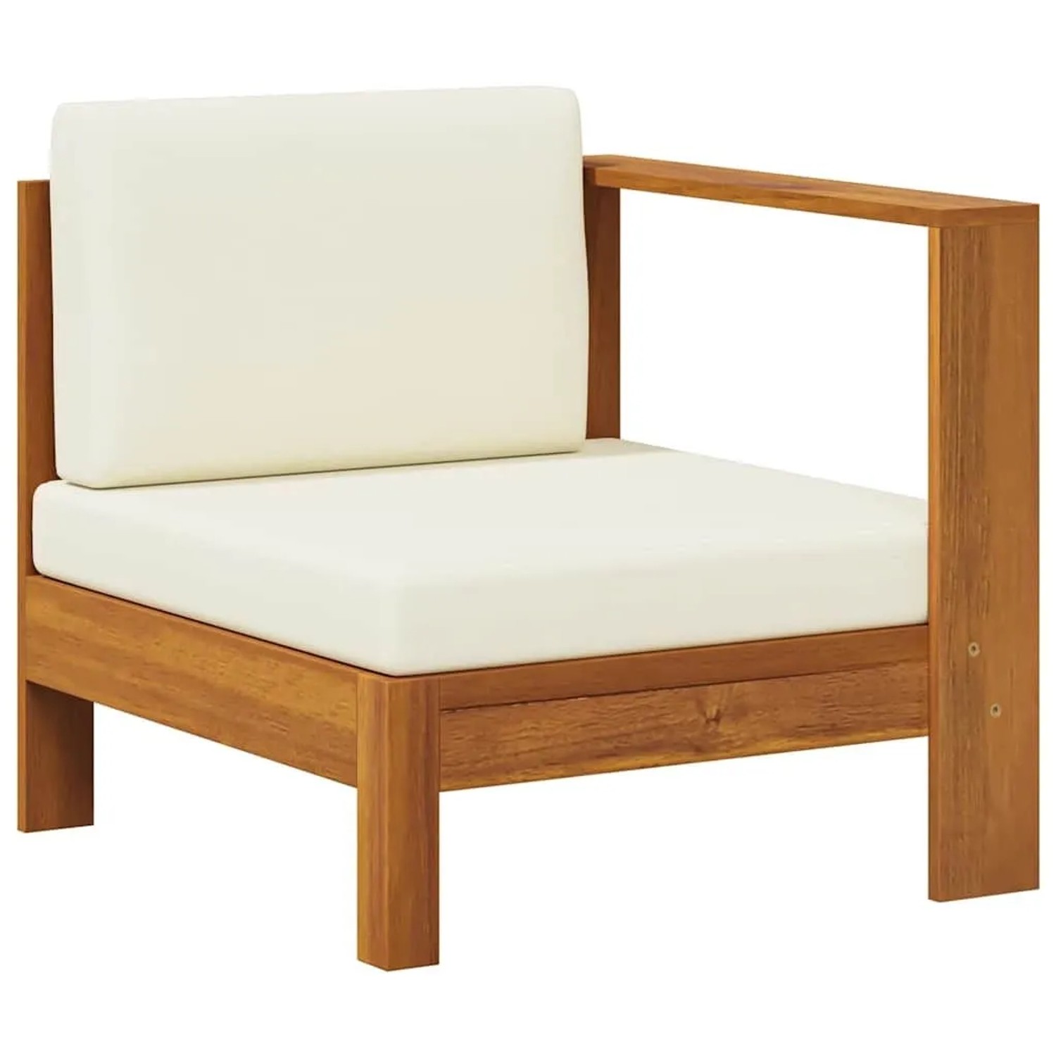vidaXL Mittelsofa mit 1 Armlehne Cremeweiß Massivholz Akazie 310642
